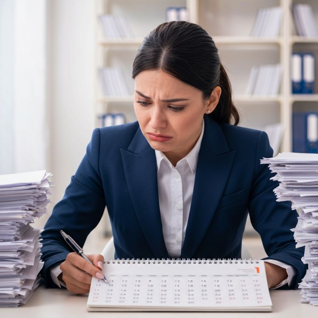 Profissional sobrecarregada com a agenda